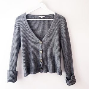 Grey Ribbed Cardigan